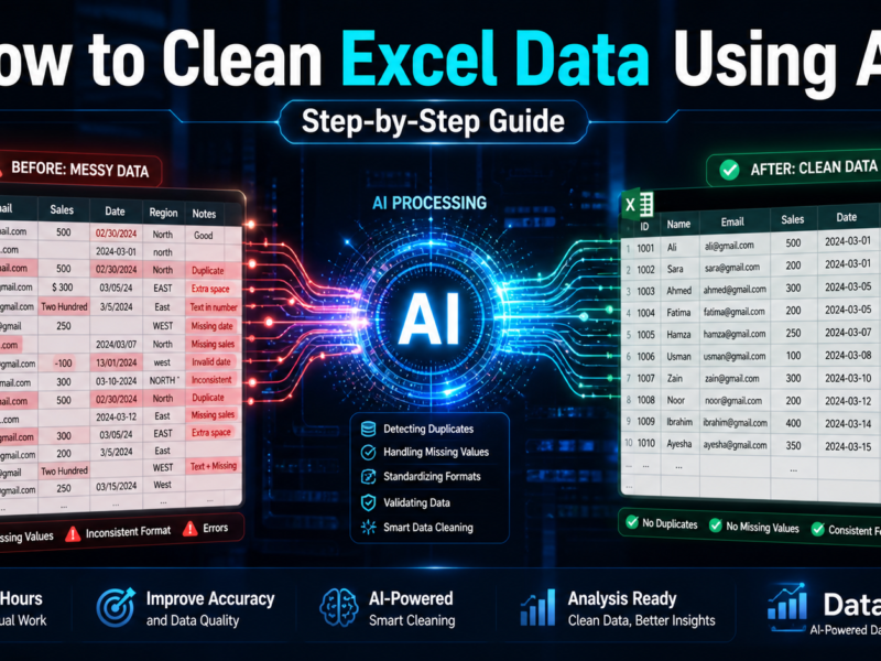 AI cleaning Excel data transforming messy spreadsheet into structured dataset